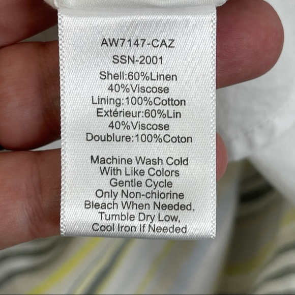 ATM Striped Long Sleeve Linen Skater Skirt Dress NWT Size 4 - Picture 11 of 11